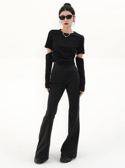 High-waisted Flared Yoga Pants - Black Stretchy Bell Bottom Leggings