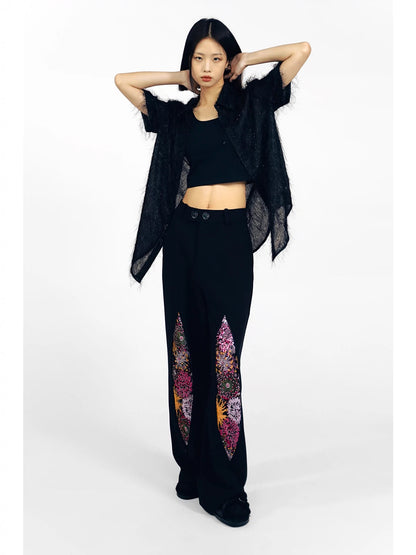 Firework Design Straight-leg Pants