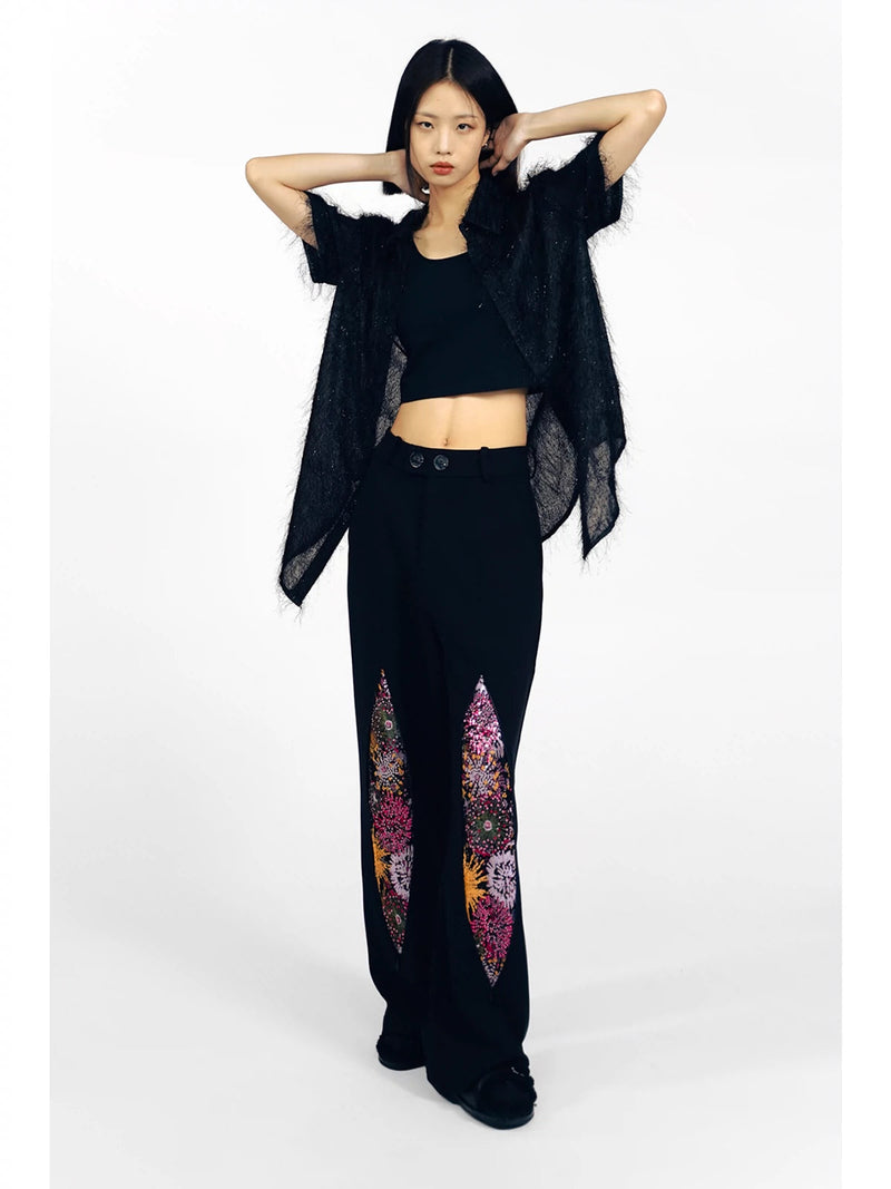 Firework Design Straight-leg Pants