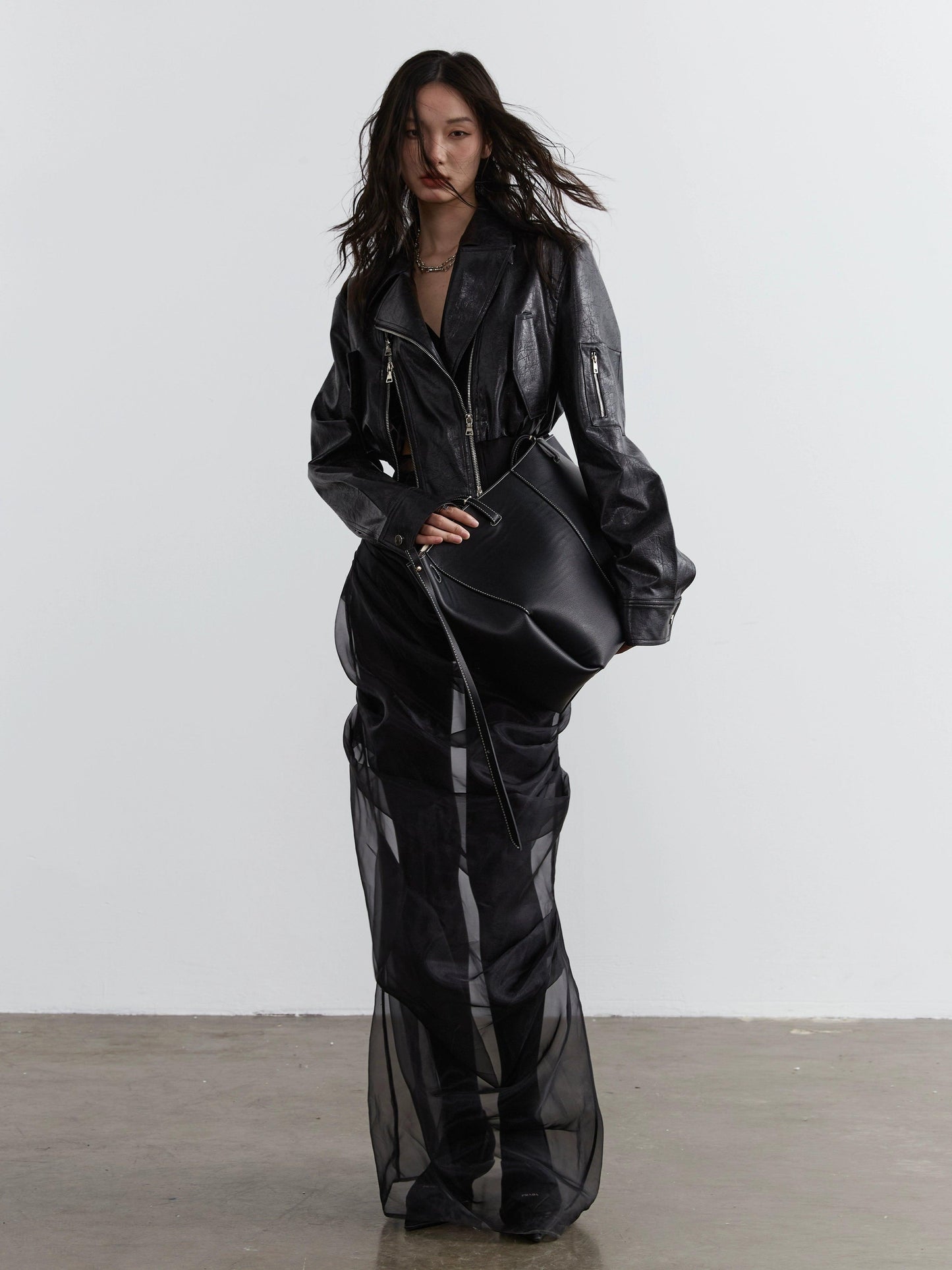 Jnylon Studio Two-piece Maxi Skirt Set - Black Sheer Overlay Dress With Underskirt