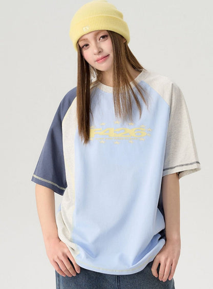 Asymmetric Contrast Stitch T-shirt