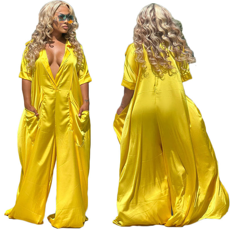 Clothing Summer Clothing Loose V Neck Jumpsuit