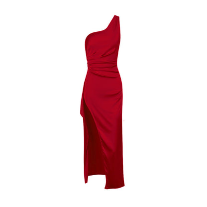 Clothing Dress One Shoulder Slim Fit Slit Maxi Dress Backless Dress Evening Dress