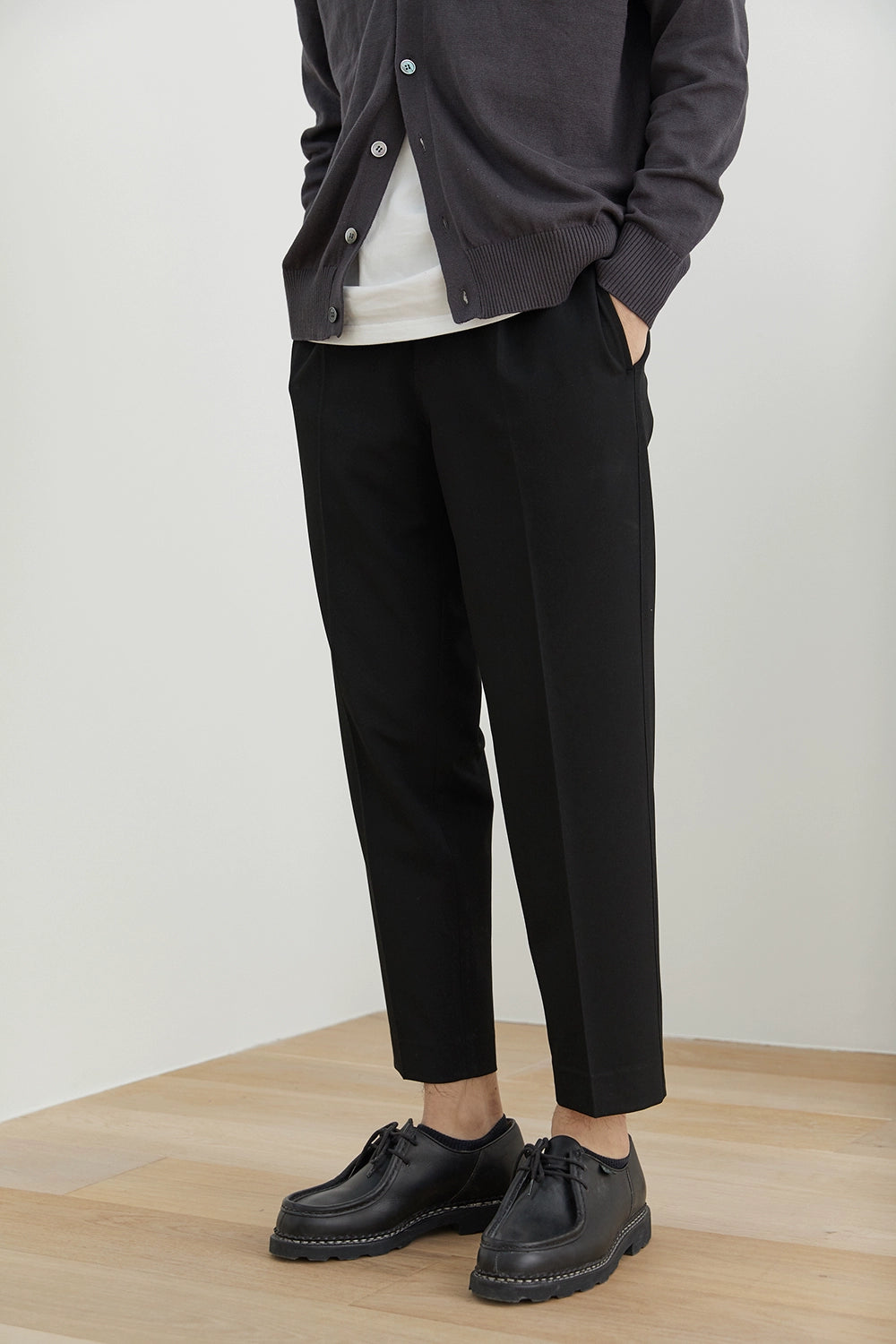 Elastic Waist Wide-leg Cropped Pants