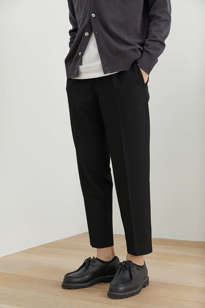 Elastic Waist Wide-leg Cropped Pants