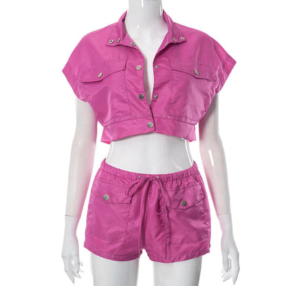 Clothing Summer Pocket Top Shorts Set for