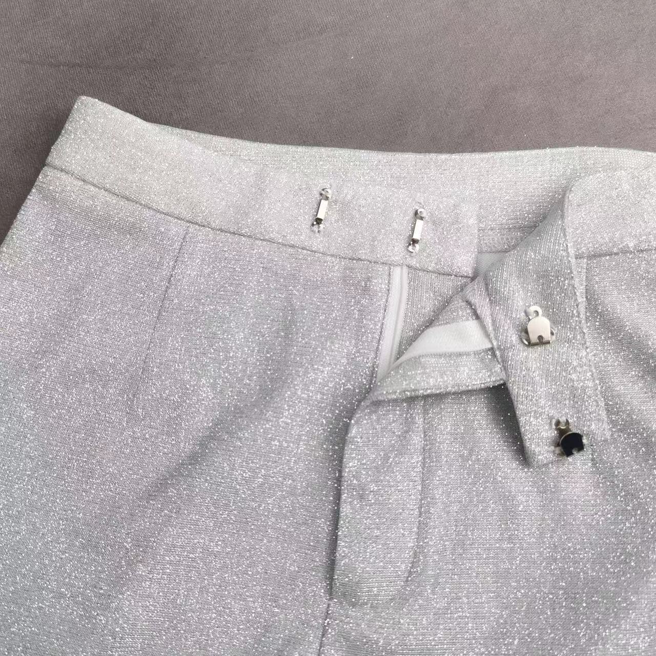 Spring Summer Shiny Blazer Underwear Straight-leg Pants Suit