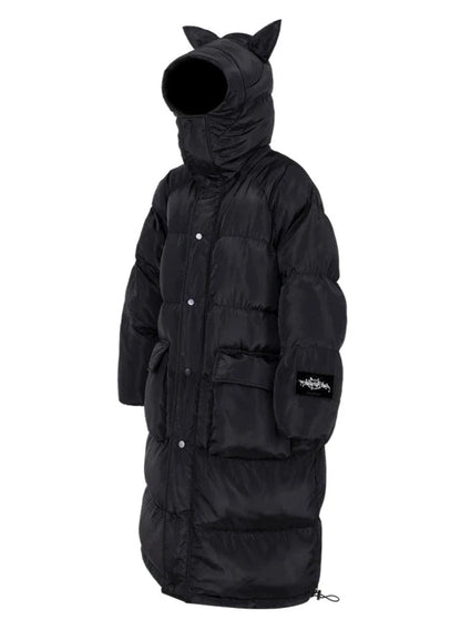 Pinkspink Cat Ear Hooded Puffer Coat - Jet Black