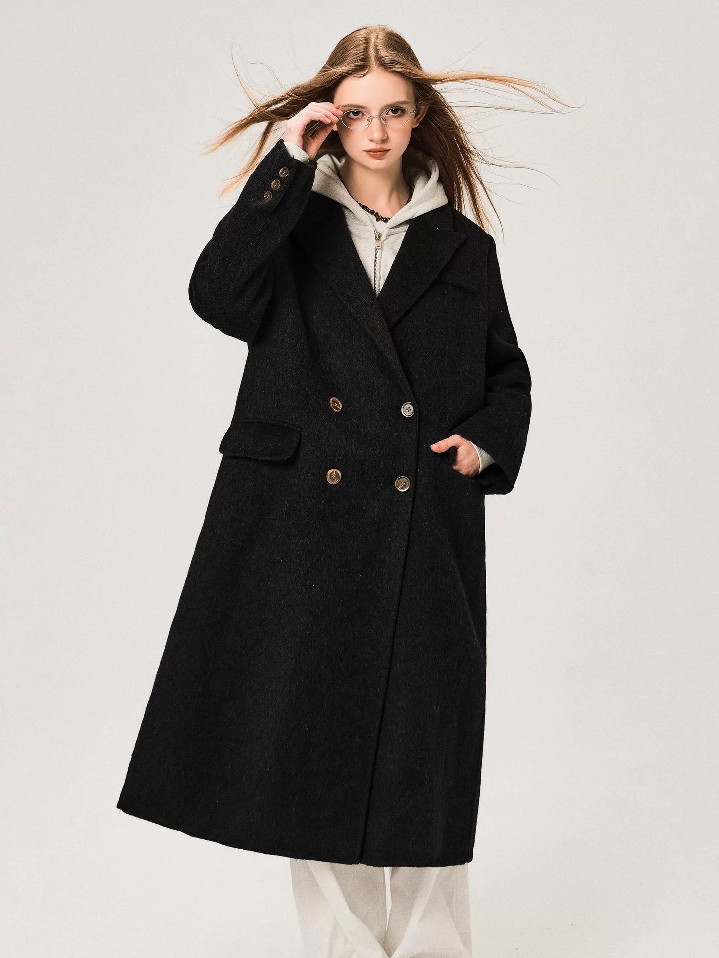 Mid-length Regular Shoulder Wool Coat
