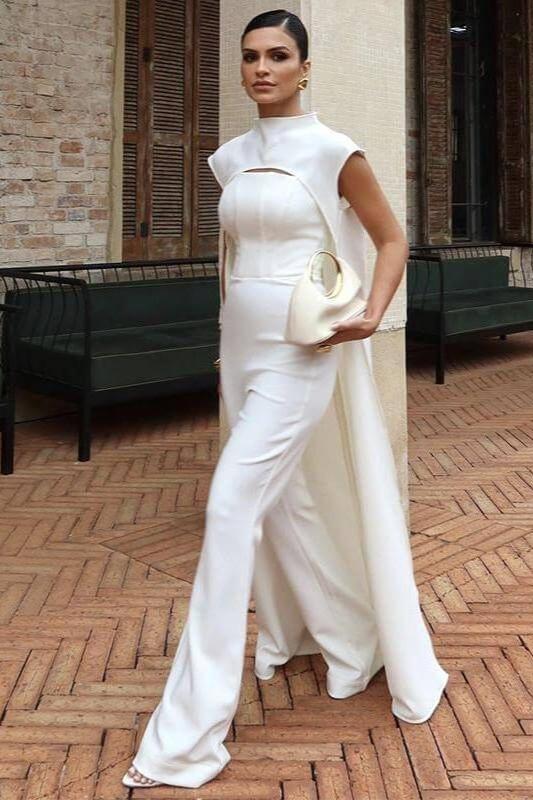 Long Cape Top Slim Jumpsuit Suit
