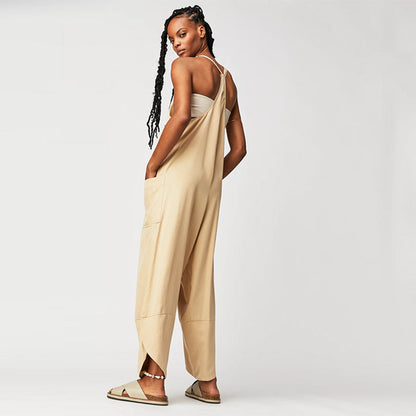 Clothing Pocket Jumpsuit Color Bib Suspender Jumpsuit