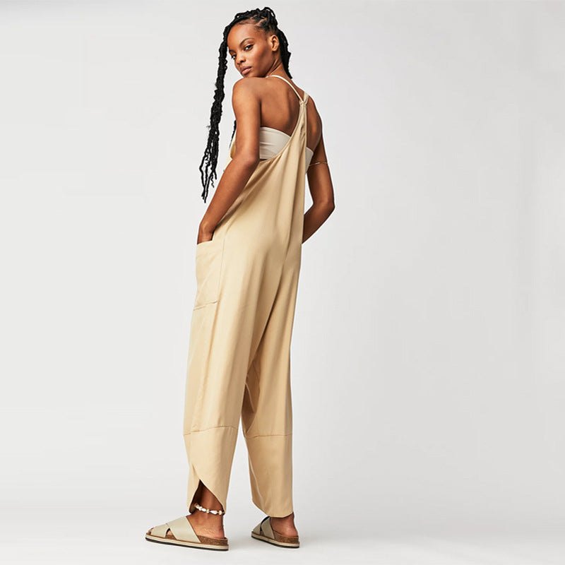 Clothing Pocket Jumpsuit Color Bib Suspender Jumpsuit