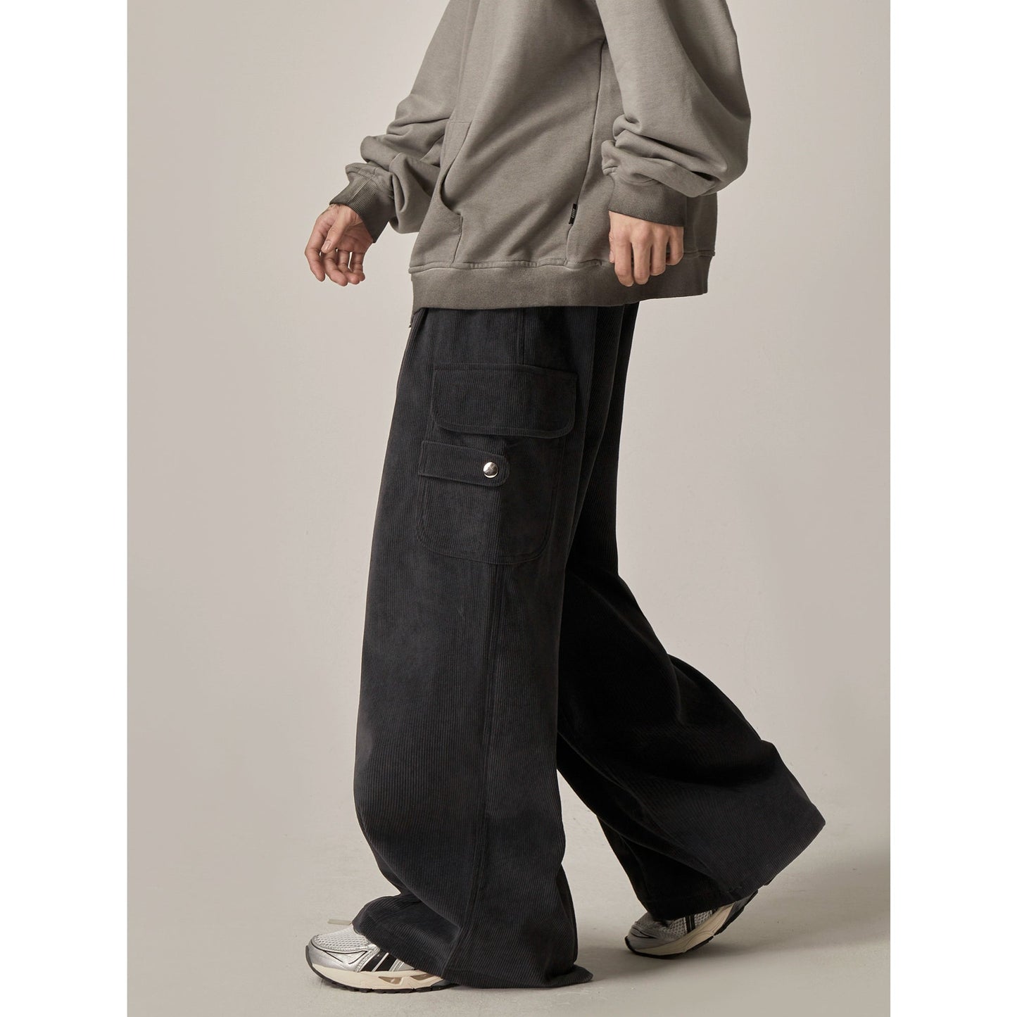 Black Baggy Drawstring Cargo Pants