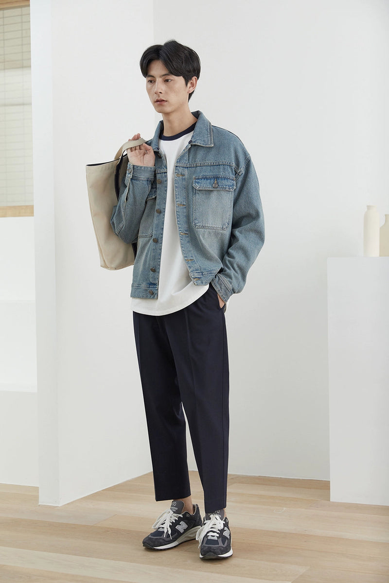Elastic Waist Wide-leg Cropped Pants