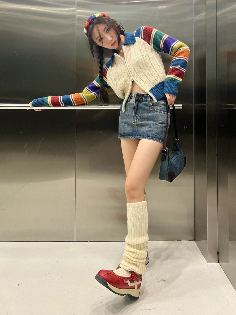 Colorful Striped Raglan Cardigan