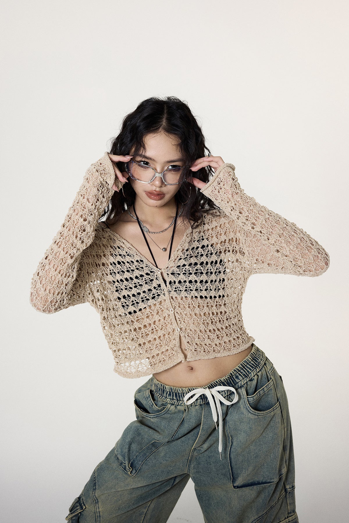 Crochet Button Crop Cardigan