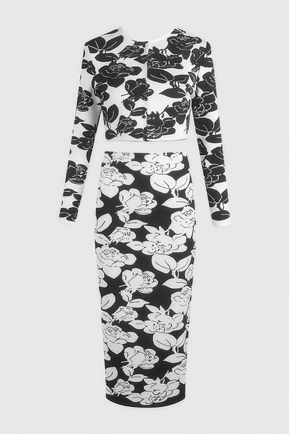 Elian Black and White Midi Dress Set