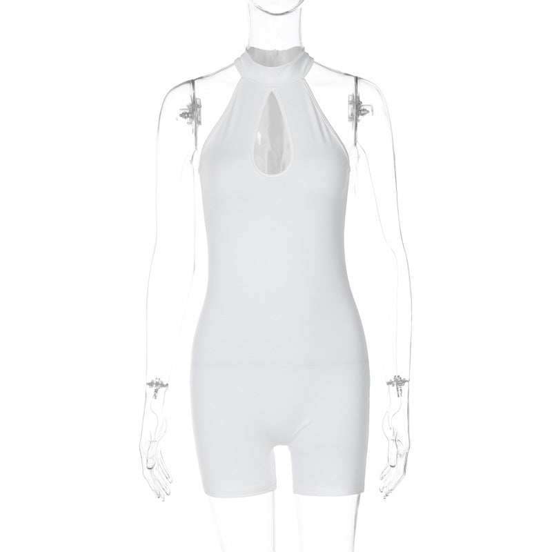 Clothing Spring Cutout Slim Round Neck Sleeveless Jumpsuit