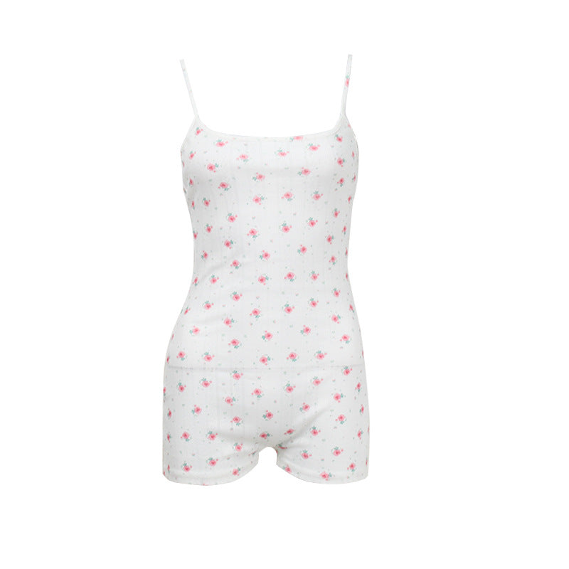 Clothing Suspender Jumpsuit Backless Lace Up Print Romper