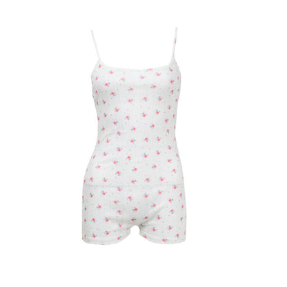Clothing Suspender Jumpsuit Backless Lace Up Print Romper