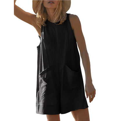 Summer Loose Pants Backless Clothing Outdoor Sleeveless Jumpsuit
