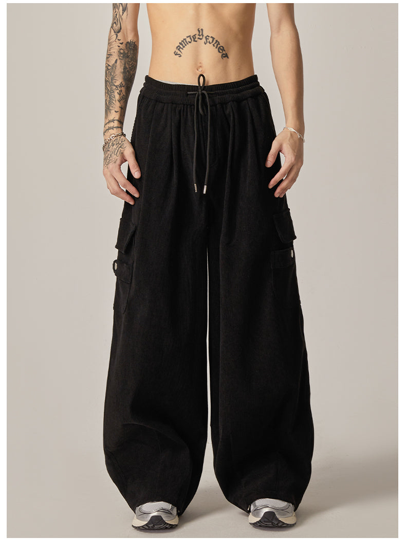 Black Baggy Drawstring Cargo Pants