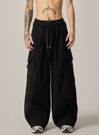 Onyx Flow Wide-leg Cargo Lounge Pants