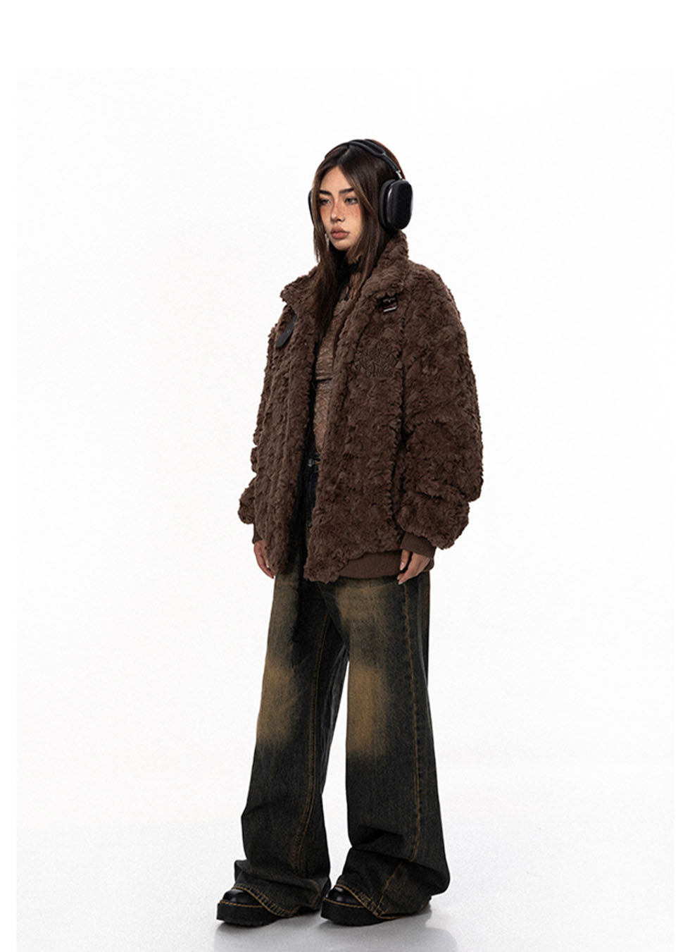 American Retro Fleece Strap Cotton Coat