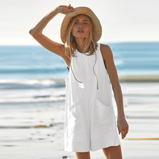 Summer Loose Pants Backless Clothing Outdoor Sleeveless Jumpsuit