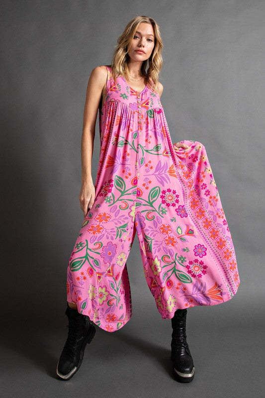 Summer Clothing Printed Loose Sleeveless Jumpsuit