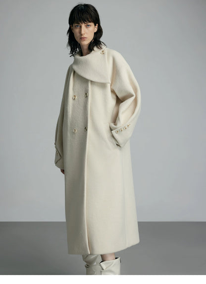 Oversized Cream Wool Winter Coat