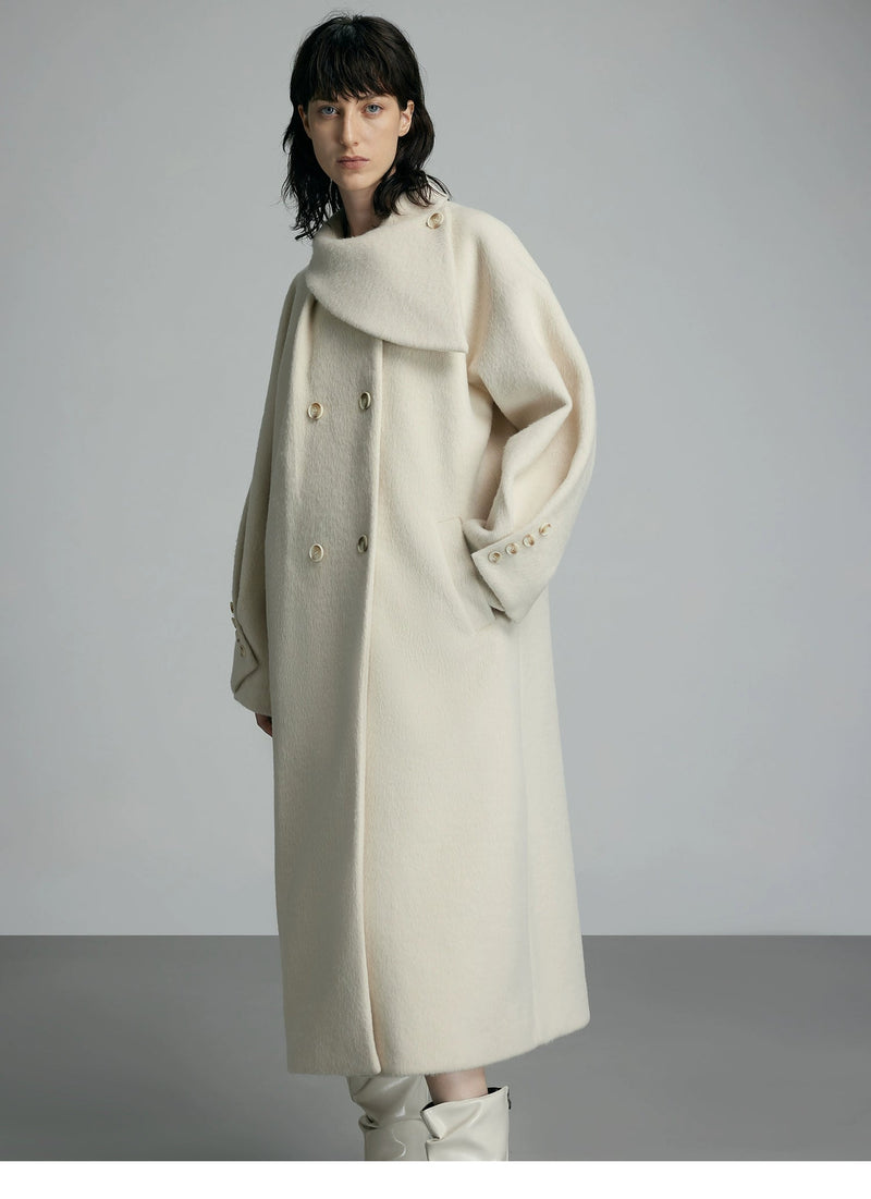 Oversized Cream Wool Winter Coat