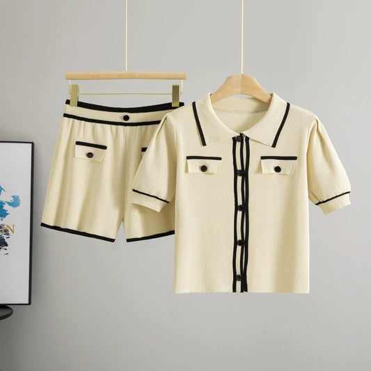 Apricot – Short Cardigan Two-piece Set