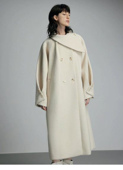Oversized Cream Wool Winter Coat