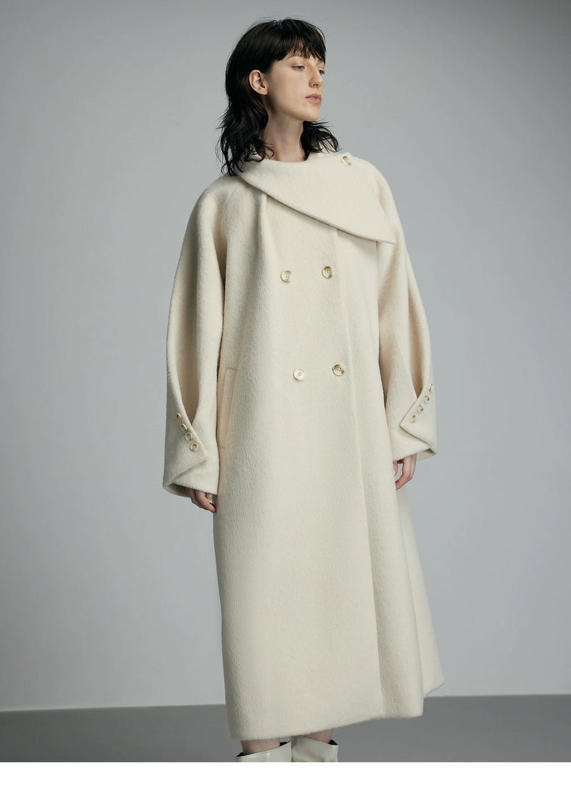 Oversized Cream Wool Winter Coat