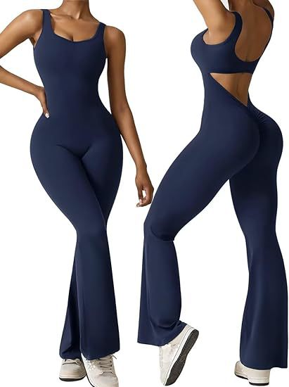 Sleeveless Flared Jumpsuit Backless Vest Tight Hip Lifting Yoga Jumpsuit