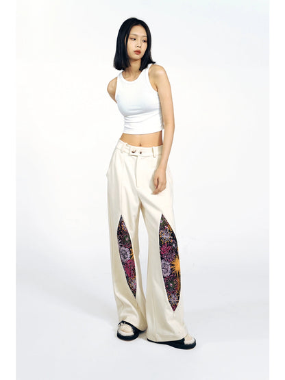 Firework Design Straight-leg Pants
