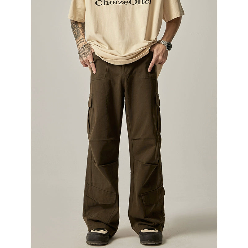 Brown Military Wide Cargo Pants