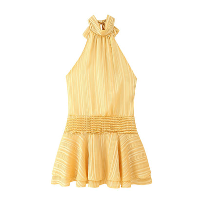 Winter Halter Satin Mini Dress