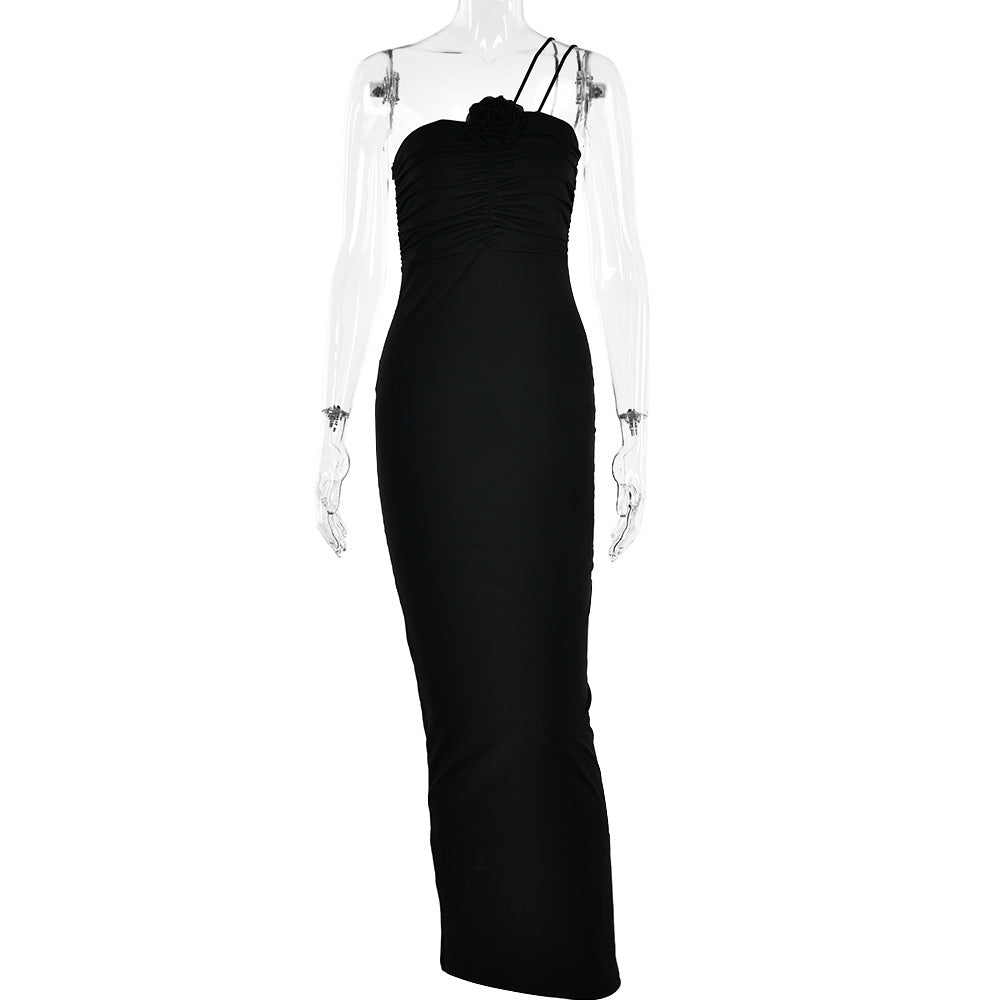 Clothing Summer Halter Tube Top Dress Backless Waist Trimming Maxi Dress