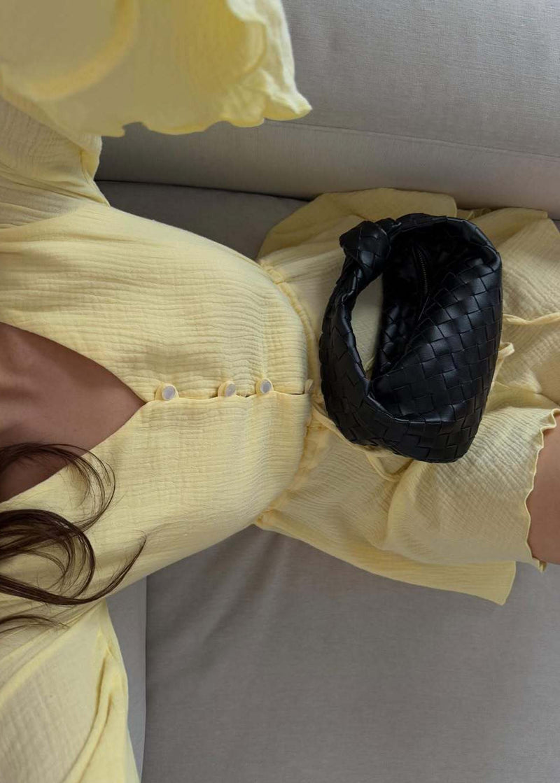 Lemon Aura - Flared Sleeve Button Romper