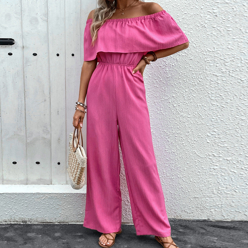 Summer Wide Leg Pants Off Shoulder Color Trousers Jumpsuit