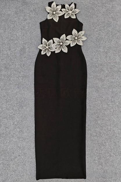 Pam 3d Diamond Bandage Maxi Dress