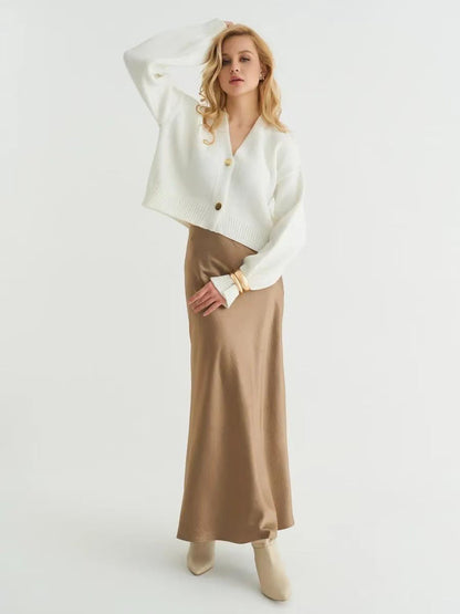 Custom Color V-neck Loose Knit Cardigan