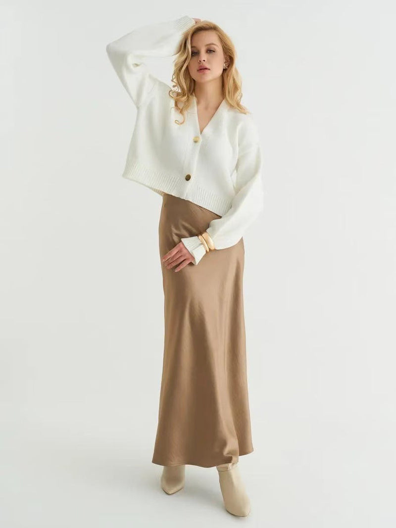 Custom Color V-neck Loose Knit Cardigan