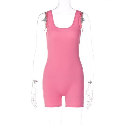 Clothing Spring Color U Collar Slim Slim Backless Jumpsuit