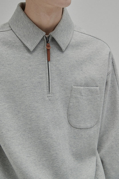 Half-zip Polo Collar Pocket Oversized Sweatshirt