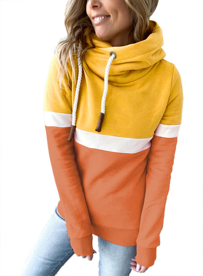 Sweatshirt Autumn Winter Color Stitching Pullover Hooded Sweatshirt for