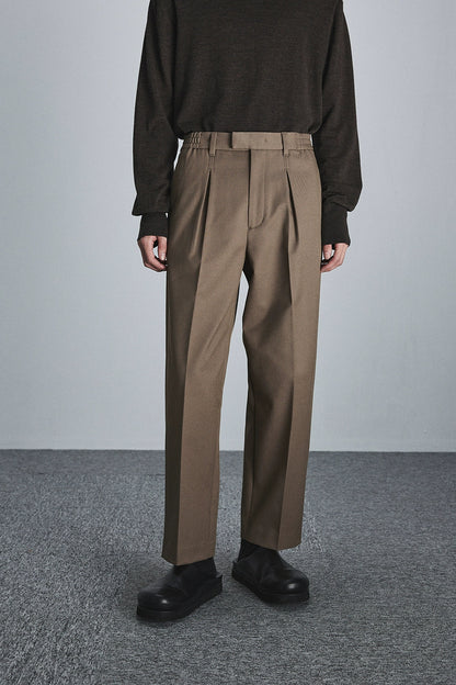 Semi-elastic Waist Wide-leg Cropped Pants