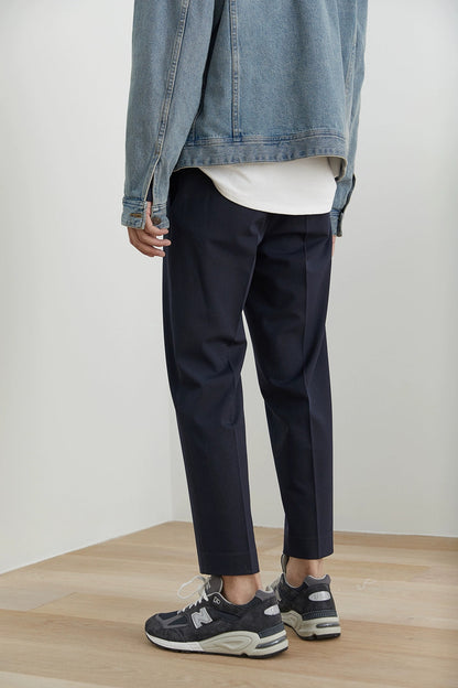 Elastic Waist Wide-leg Cropped Pants
